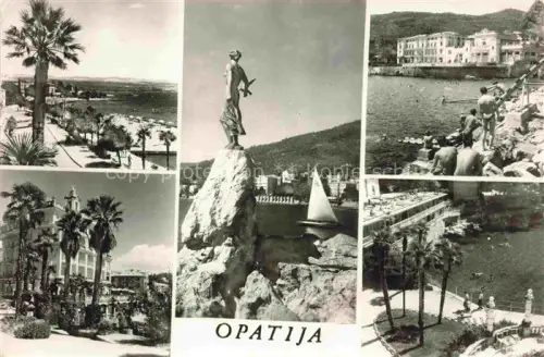 AK / Ansichtskarte OPATIJA Abbazia Croatia Teilansichten Strand Skulptur