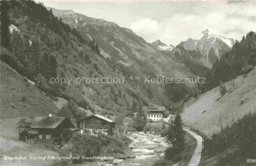 AK / Ansichtskarte Mayrhofen Zillertal Tirol AT Gasthaus-Zillergrund Brandbergkolm Bach Tallandschaft Berge