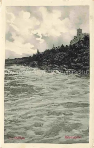 AK / Ansichtskarte Trollhaettan Sweden Helvetesfallet Stromschnellen Fluss Kirche Felsen