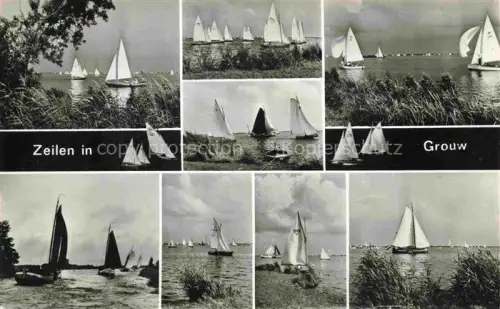AK / Ansichtskarte Grouw Friesland NL Segelboote Segeln See Schilf Mehrbildkarte