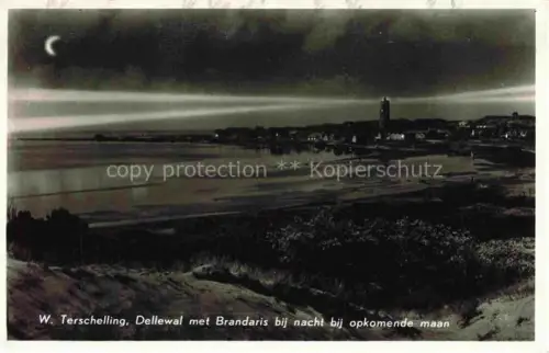 AK / Ansichtskarte West-TERSCHELLING Friesland NL Brandaris Dellewal Nachtaufnahme Mondaufgang Leuchtturm Wasserreflexion