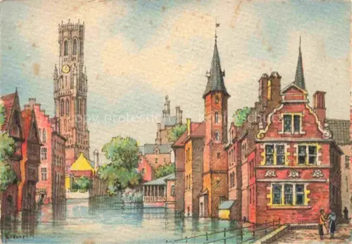 AK / Ansichtskarte BRUGGE Bruges Belgie Rozenhoedkaai Quai-du-Rosaire Belfort Kanal Backsteingebaeude Giebelhaus Spiegelung