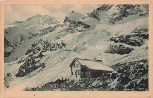 AK / Ansichtskarte Bovalhuette SAC 2495m Morteratsch GR Berghuette mit Piz Bernina