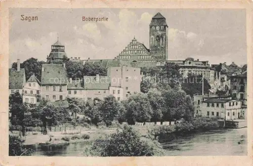 AK / Ansichtskarte Sagan Zagan PL Blick ueber die Bober zur Stadt