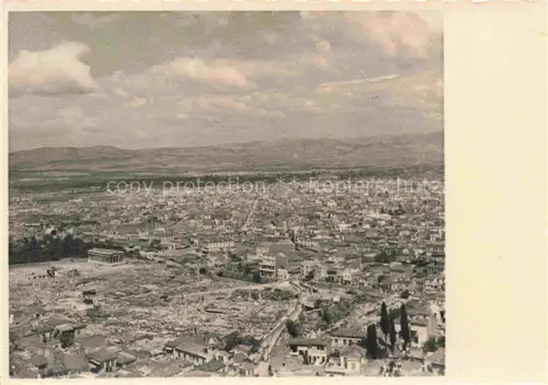 AK / Ansichtskarte ATHEN Athenes Greece Stadtpanorama Hephaistos-Tempel Theseion Vogelperspektive Haeuser Berge Ebene