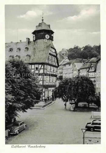 AK / Ansichtskarte RAUSCHENBERG  Marburg Hessen Rathaus Fachwerk Kirchturm Ortsmitte Autos Baum