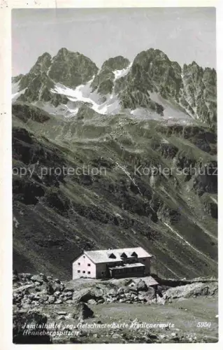 AK / Ansichtskarte Galtuer Landeck Tirol AT Jamtalhuette gegen Getschnerscharte Madlenerspitz Hennebergspitzen Silvretta