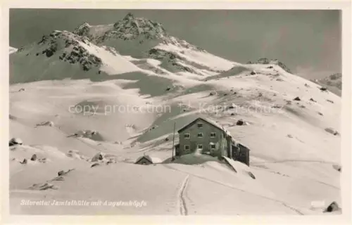 AK / Ansichtskarte Galtuer Landeck Tirol AT Jamtalhuette mit Augstenkoepfe Silvretta Bergwelt im Winter