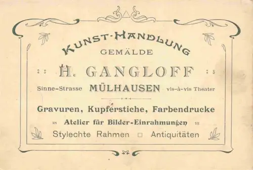 AK / Ansichtskarte Muelhausen Elsass Kunsthandlung Gemaelde H. Gangloff
