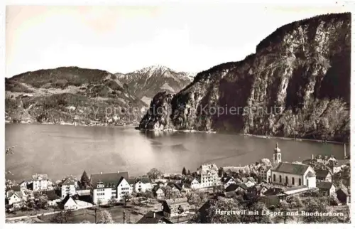AK / Ansichtskarte Hergiswil Vierwaldstaettersee NW Panorama Blick gegen Lopper und Buochserhorn Urner Alpen