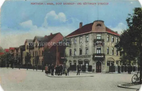 AK / Ansichtskarte Northeim Niedersachsen Zentrum Ecke Bahnhof und Goettinger Strasse