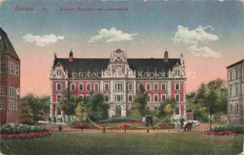 AK / Ansichtskarte ZWICKAU  Sachsen Kaiserliches Postamt mit Albertplatz