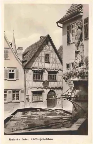 AK / Ansichtskarte Marbach  Neckar Schillers Geburtshaus Brunnen Altstadt
