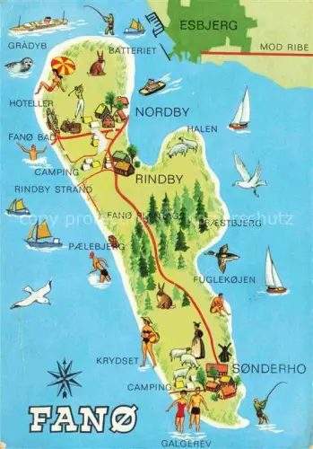 AK / Ansichtskarte Fano Fanoe Insel Nordby DK Inselkarte