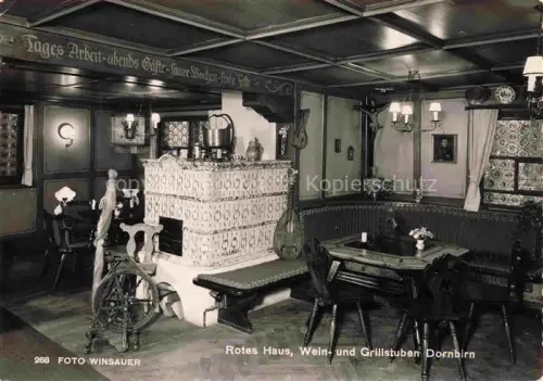 AK / Ansichtskarte Dornbirn Vorarlberg AT Rotes Haus Wein- und Grillstuben Gastraum Kamin