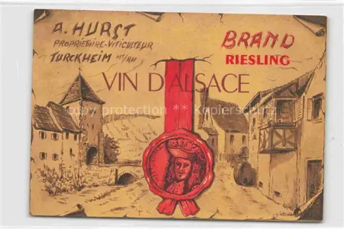 AK / Ansichtskarte Turckheim Tuerkheim Elsass Colmar 68 Haut-Rhin A. Hurst Brand Riesling Vin d'Alsace