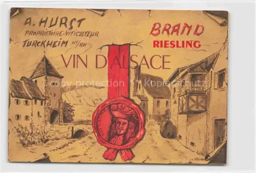 AK / Ansichtskarte Turckheim Tuerkheim Elsass Colmar 68 Haut-Rhin A. Hurst Brand Riesling Vin d'Alsace