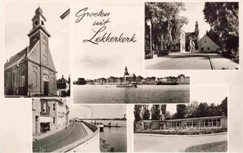 AK / Ansichtskarte Lekkerkerk Zuid-Holland NK Kirche Strasse Seepartie Hallenbad