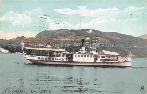AK / Ansichtskarte Dampfer Binnenschifffahrt Un Saluta da Como OPAL Cartolina Tuck 