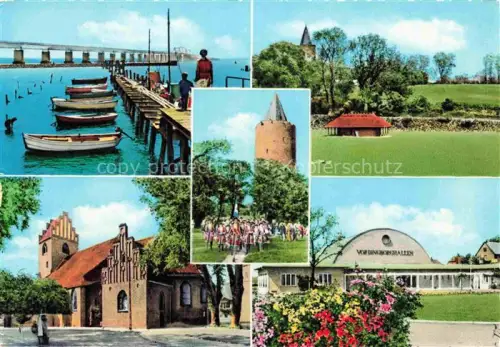 AK / Ansichtskarte Vordingborg DK Bootssteg Storstrom-Bruecke Gaenseturm Kirche Hall Park