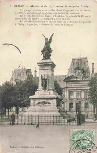 AK / Ansichtskarte SEDAN 08 Ardennes Monument de 1870 oeuvre du sculpteur Croizy