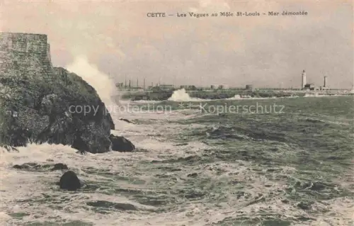 AK / Ansichtskarte Cette SETE 34 Herault Les Vagues au Mole St Louis Mar demontee