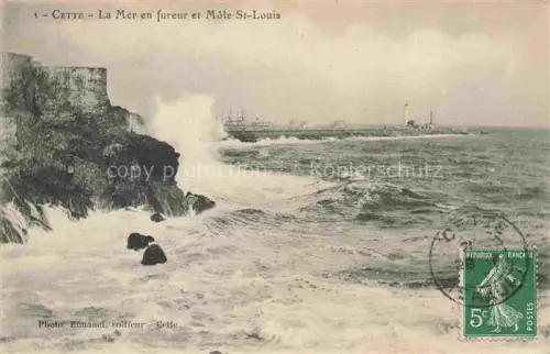 AK / Ansichtskarte Cette SETE 34 Herault La Mer en fureur et Mole St Louis