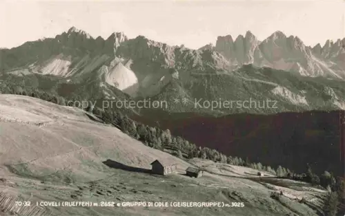 AK / Ansichtskarte Rueffen I Coveli 2652m Geislergruppe Puez-Geisler Dolomiti Dolomiten IT Panorama Gruppo di Odle Geislergruppe Dolomiten