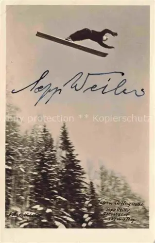 AK / Ansichtskarte Skiflug Ski-Flugschanze Skiflugschanze-- Sepp Weiler Oberstdorf Autogramm