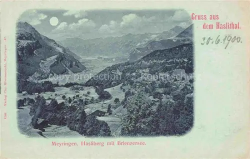 AK / Ansichtskarte Meyringen Meiringen BE Panorama Blick ins Tal Hasliberg Brienzersee Mondschein
