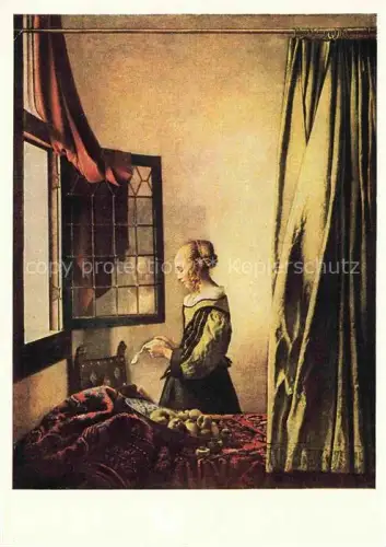 AK / Ansichtskarte VERMEER Jan de Delft (1632-1675) Kuenstlerkarte Brieflesendes Maedchen Dresden 