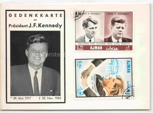 AK / Ansichtskarte Politik USA Gedenkkarte Praesident J.F.Kennedy