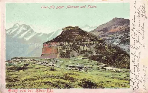 AK / Ansichtskarte Ebenalp 1641m Saentis Appenzell AI Blick gegen Altmann und Saentis Appenzeller Alpen