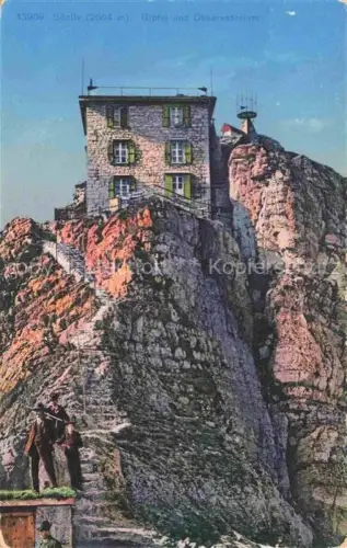 AK / Ansichtskarte Saentis 2504m Appenzell AR Gipfel und Observatorium Appenzeller Alpen
