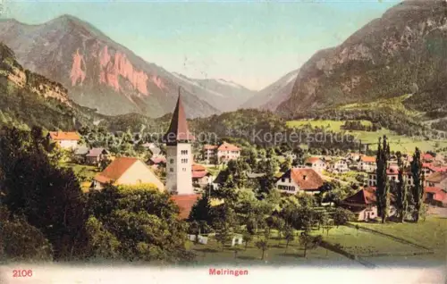 AK / Ansichtskarte Meiringen Oberhasli BE Ortsansicht mit Kirche Berner Alpen