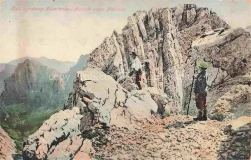 AK / Ansichtskarte Lysengratweg Saentis Altmann IR Felsentreppe Aussicht gegen Meglisalp Bergwelt Alpen
