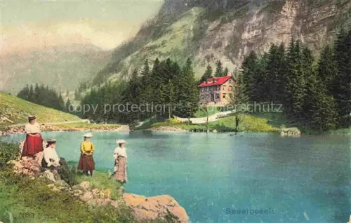 AK / Ansichtskarte Seealpsee 1139m Saentis Appenzell IR Partie am See Gasthof