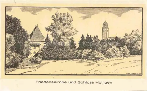 AK / Ansichtskarte Holligen Mattenhof-Weissenbuehl BERN BE Friedenskirche und Schloss Kund Christen Kuenstlerkarte