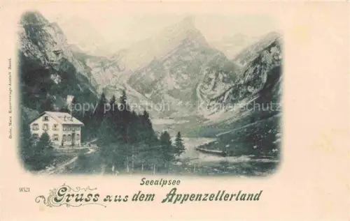 AK / Ansichtskarte Seealpsee 1139m Saentis Appenzell IR Gasthof am See Appenzeller Alpen