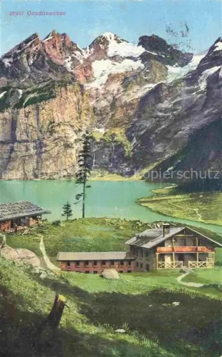 AK / Ansichtskarte Kandersteg Adelboden BE Panorama Oeschinensee Berghaus