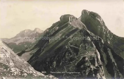 AK / Ansichtskarte Appenzeller Land IR Saxerlucke mit Furgglenfirsten Bergwelt Appenzeller Alpen Burkhardt Karten Handarbeit