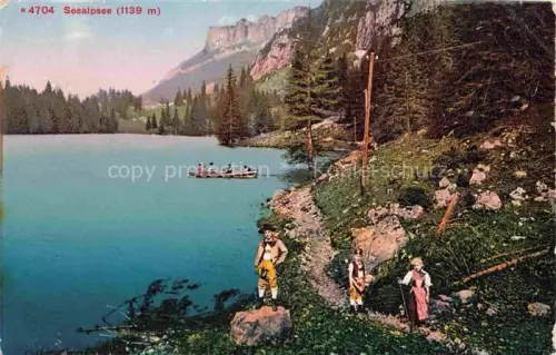 AK / Ansichtskarte Seealpsee 1139m Saentis Appenzell IR Uferpartie am See