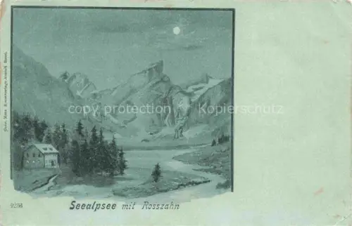 AK / Ansichtskarte Appenzeller Land IR Seealpsee mit Rosszahn im Mondschein Appenzeller Alpen Kuenstlerkarte