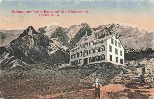 AK / Ansichtskarte Appenzeller Land IR Berggasthaus zum Hohen Kasten mit dem Saentisgebirge Appenzeller Alpen