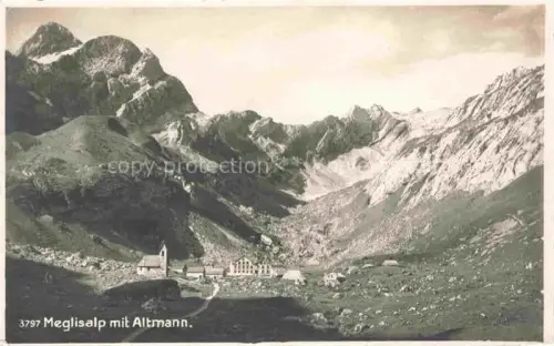 AK / Ansichtskarte Meglisalp Megglisalp 1520m Altmann Saentis AR Panorama Blick gegen Altmann Appenzeller Alpen