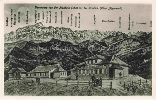 AK / Ansichtskarte Urnaesch Saentis AR Panorama Hochalp Alpen Kuenstlerkarte