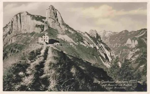 AK / Ansichtskarte Staubern 1794m Hoher Kasten Saentis Appenzell IR Berggasthaus Staubern Aussicht auf Freiheit und Kundstein