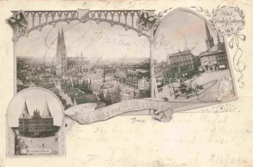 AK / Ansichtskarte LueBECK  CITY Stadtpanorama Kirche Marktplatz Holstentor Deutsche Reichspost