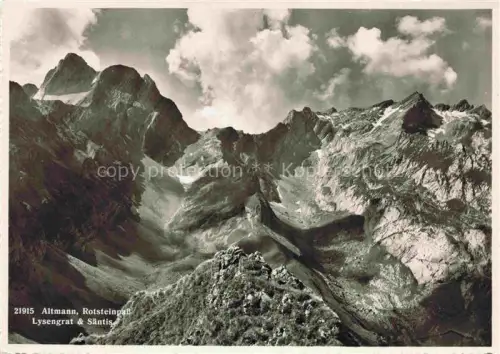 AK / Ansichtskarte Appenzeller Land IR Gebirgspanorama mit Altmann Rotsteinpass Lysengrat und Saentis Appenzeller Alpen