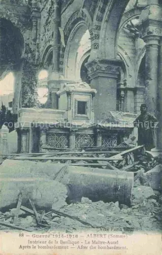 AK / Ansichtskarte ALBERT  Peronne 80 Somme Interieur de la Basilique Le Maitre Autel Apres le bombardement